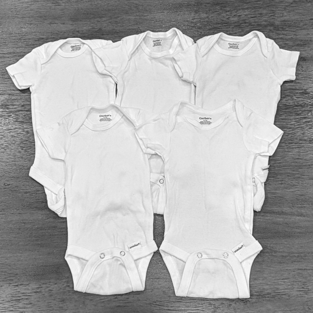 NWOT Set of 5 Plain White Onesies 0-3mo
